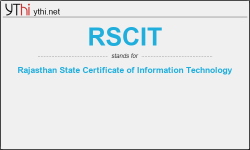 What does RSCIT mean? What is the full form of RSCIT?