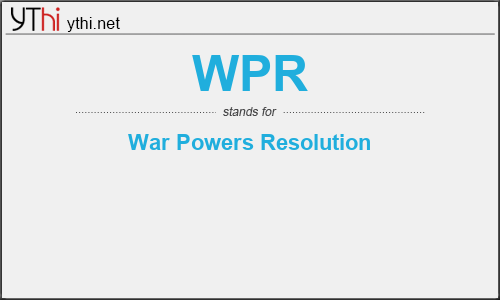 What does WPR mean? What is the full form of WPR?