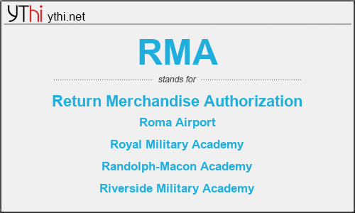 What does RMA mean? What is the full form of RMA?