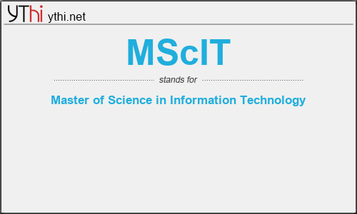 What does MSCIT mean? What is the full form of MSCIT?