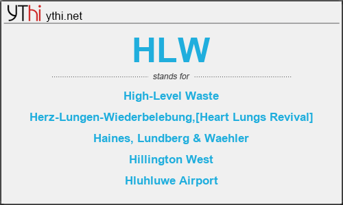 What does HLW mean? What is the full form of HLW?