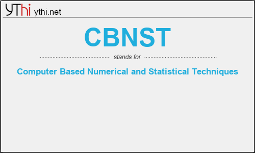 What does CBNST mean? What is the full form of CBNST?