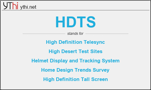 What does HDTS mean? What is the full form of HDTS?