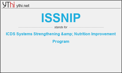 What does ISSNIP mean? What is the full form of ISSNIP?