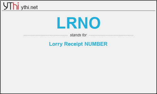 What does LRNO mean? What is the full form of LRNO?