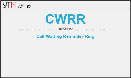 What does CWRR mean? What is the full form of CWRR?