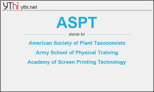 What does ASPT mean? What is the full form of ASPT?