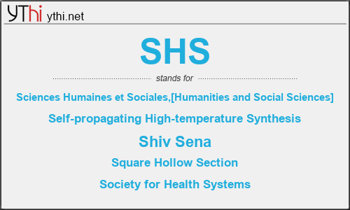 What does SHS mean? What is the full form of SHS?