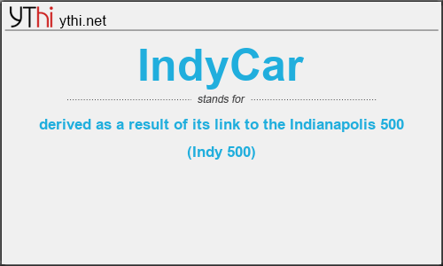 What does INDYCAR mean? What is the full form of INDYCAR?