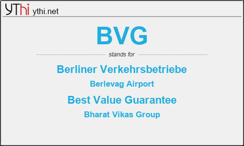What does BVG mean? What is the full form of BVG?