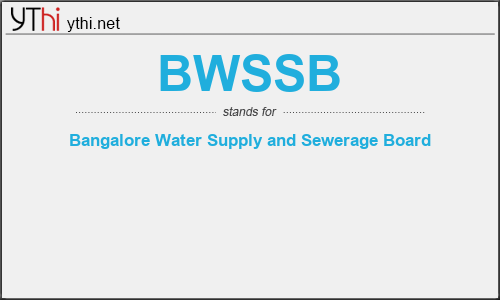 What does BWSSB mean? What is the full form of BWSSB?