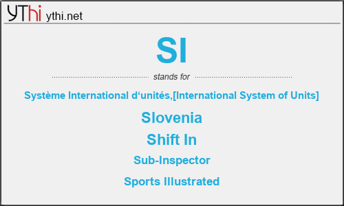 What does SI mean? What is the full form of SI?