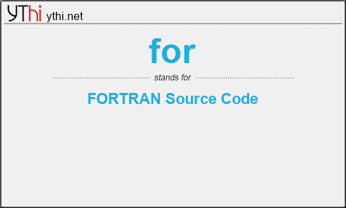 What does FOR mean? What is the full form of FOR?