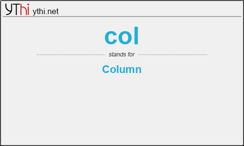 What does COL mean? What is the full form of COL?