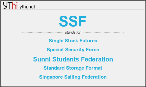 What does SSF mean? What is the full form of SSF?