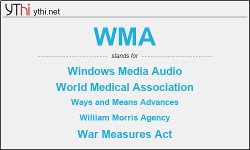 What does WMA mean? What is the full form of WMA?