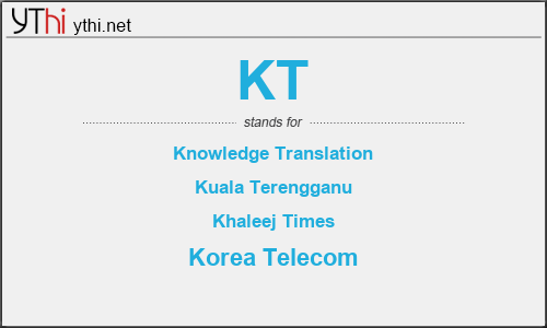 What does KT mean? What is the full form of KT?