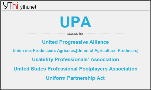 What does UPA mean? What is the full form of UPA?