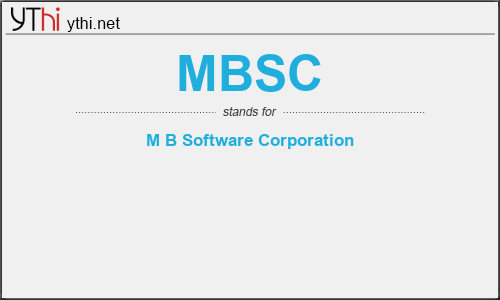 What does MBSC mean? What is the full form of MBSC?