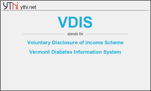 What does VDIS mean? What is the full form of VDIS?