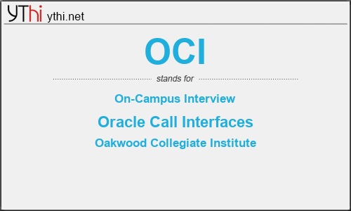 What does OCI mean? What is the full form of OCI?