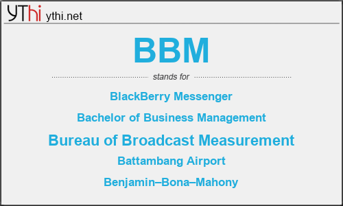 What does BBM mean? What is the full form of BBM?
