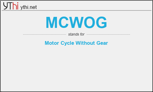 What does MCWOG mean? What is the full form of MCWOG?