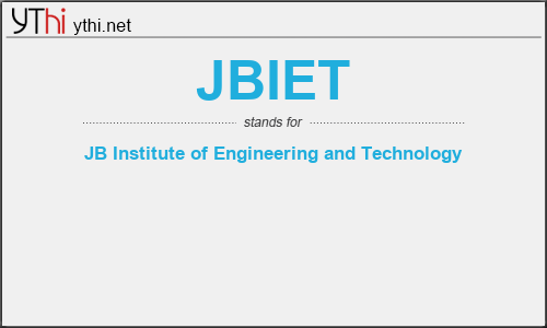 What does JBIET mean? What is the full form of JBIET?