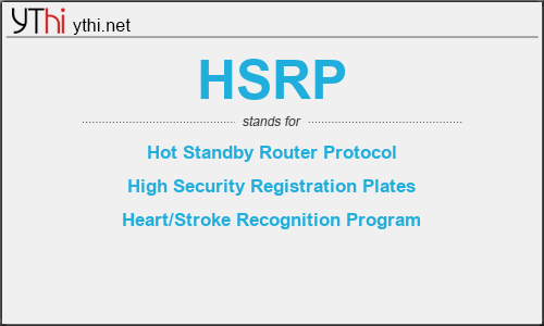 What does HSRP mean? What is the full form of HSRP?