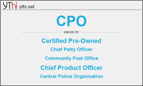 What does CPO mean? What is the full form of CPO?