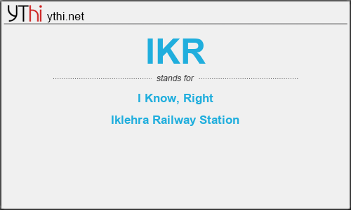What does IKR mean? What is the full form of IKR?