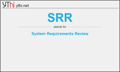 What does SRR mean? What is the full form of SRR?