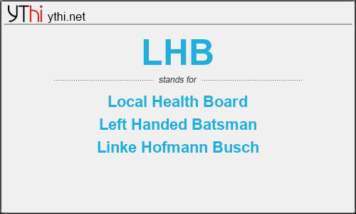 What does LHB mean? What is the full form of LHB?