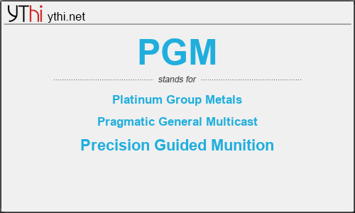 What does PGM mean? What is the full form of PGM?